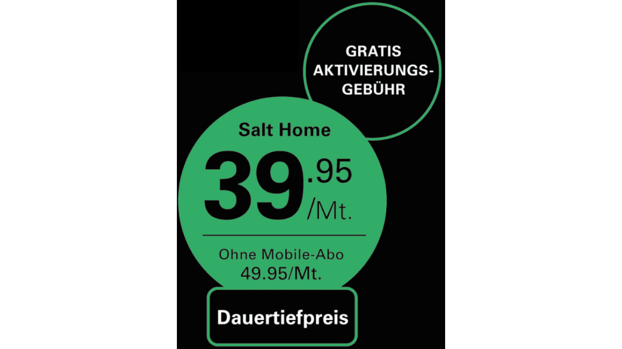 Angebot gültig auf dem Salt Messestand bis 31.05.2023 Mit Salt PrePay, Start Max und Surf: CHF 49.95/Mt.