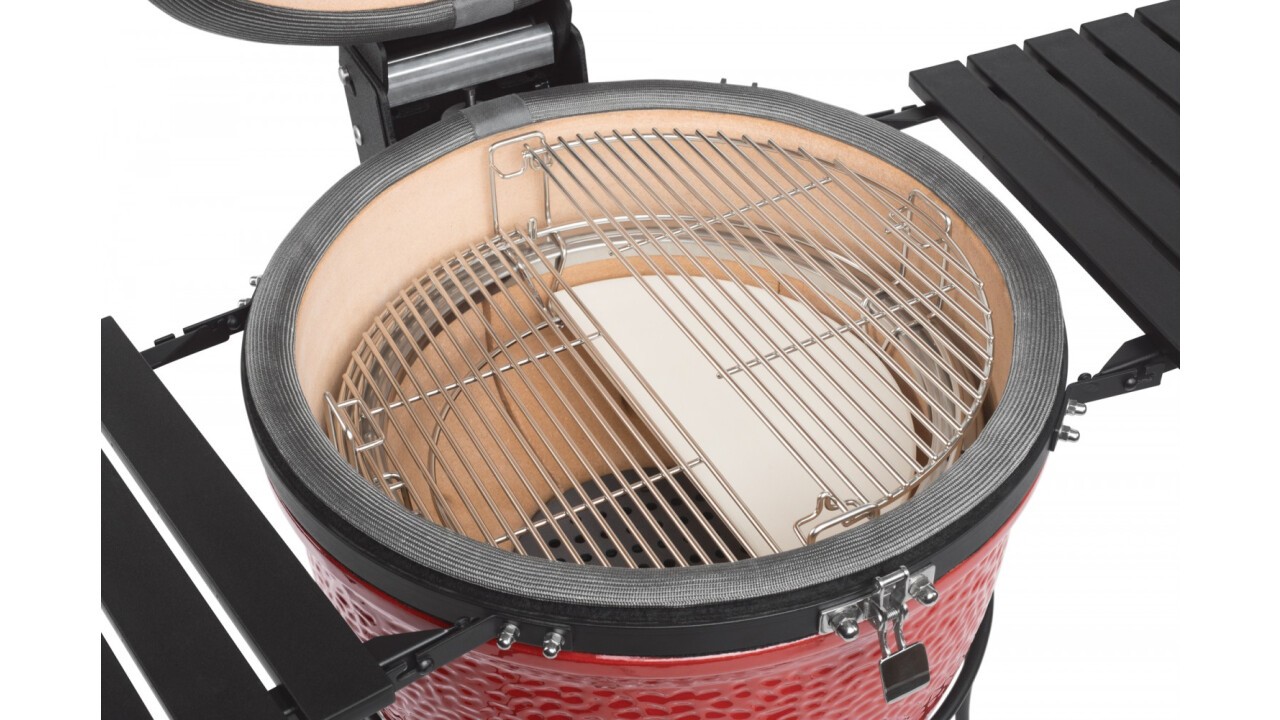 Keramikgrill von Kamado Joe - Innenleben mit zweigeteiltem Grillrostsystem